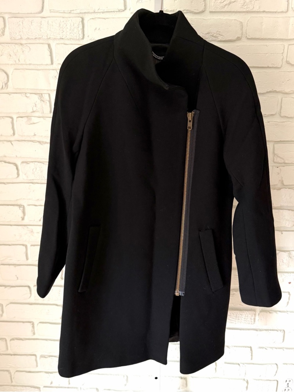 J.Crew Double Cloth Italian Wool Asymmetrical Zip Coat Size 0